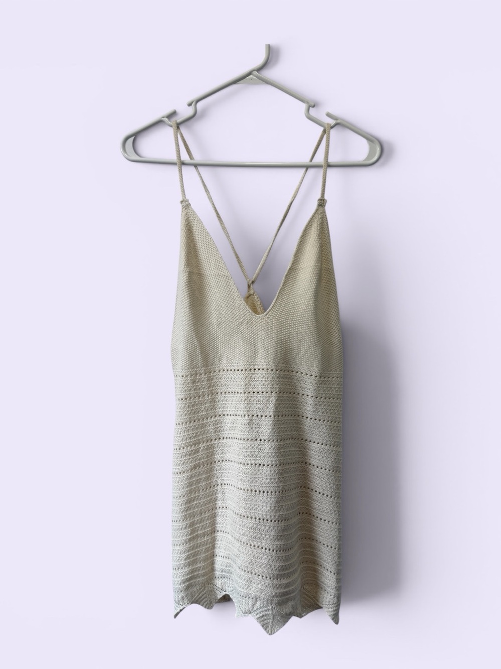 NWT Cupshe Cream Crochet Knit Boho‎ Strappy Tank Top size Medium